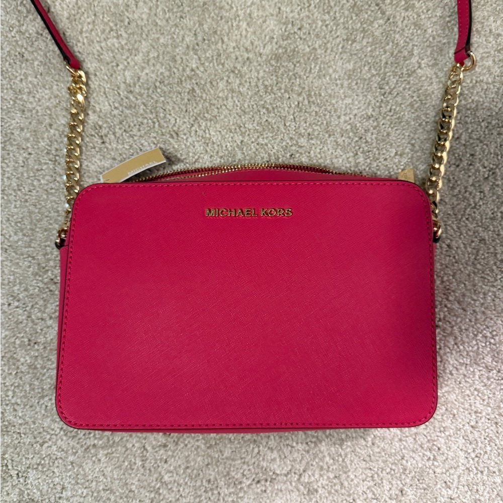 Michael Kors Pink Crossbody Bag with Gold Chain